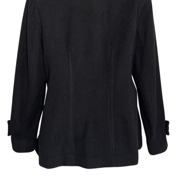 Anne Klein Wool Blend Button Front Pea Coat Jacket Black Size L - Picture 7 of 9